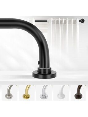 Adjustable Black Wrap Around Curtain Rods 48-90 Inch | Heavy Duty Blackout